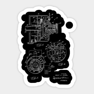 Sewing Machine Power Transmission System Vintage Patent Hand Drawing Sticker